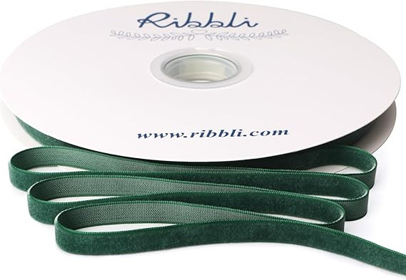 Ribbli Forest Green Velvet Ribbon 3/8 Inches Continuous 25 Yard Spool Forest Green Christmas Ribb... | Amazon (US)