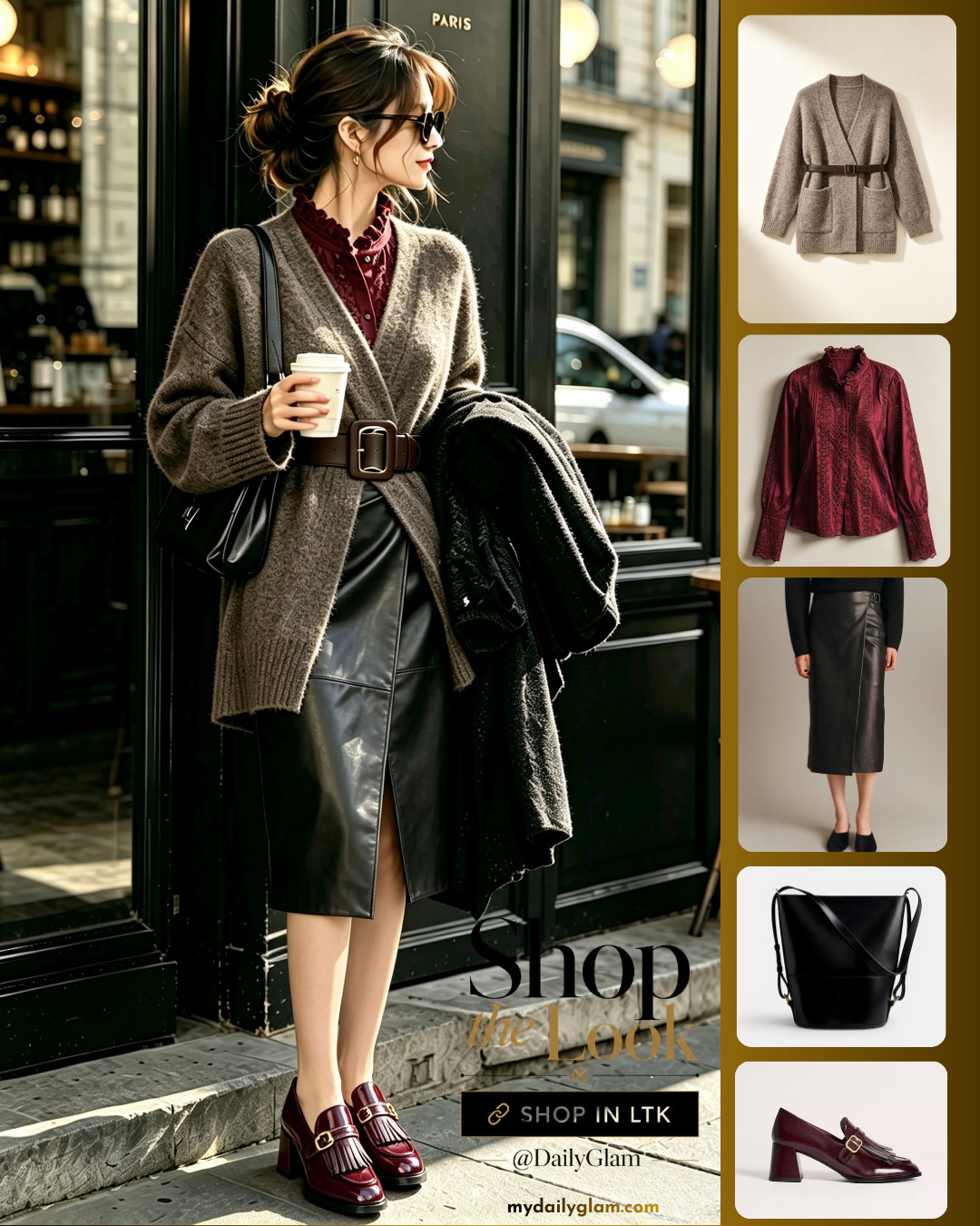 Effortless Parisian Fall Outfit | Knit Cardigan + Leather Midi Skirt & Burgundy Heeled Loafers

#ParisianStyle #FallOutfitInspo #KnitCardiganOutfit #LeatherSkirt #BurgundyLoafers #HeeledLoafers #EffortlessChic #AutumnWardrobe #SmartCasualStyle #DateNightOutfit #TransitionalOutfit #ChicEverydayLook 

 #LTKootd #LTKOver40 #LTKWorkwear