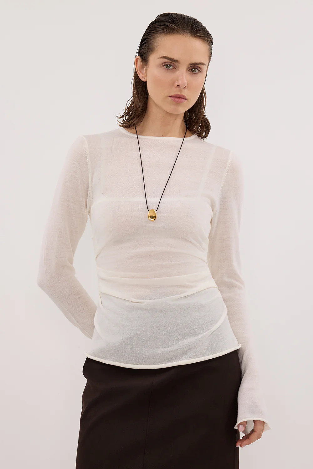 NICO OFF WHITE MERINO KNIT TOP | DISSH