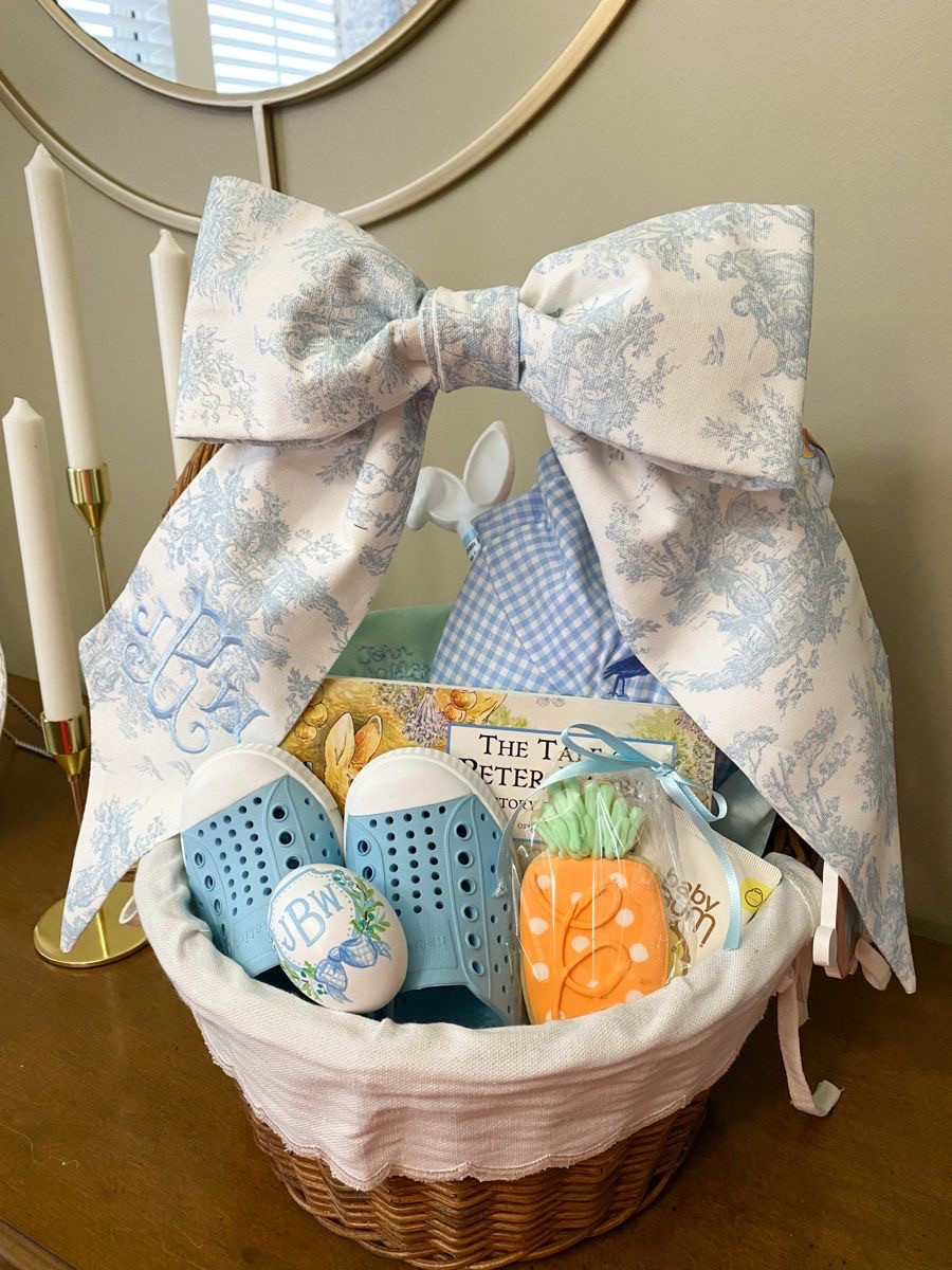 Easter Basket inspo - Love the cute bow with the initials!! - Easter basket ideas , gift guide , Easter 2025 , baby’s Easter basket 

#LTKFindsUnder100 #LTKSeasonal #LTKGiftGuide
