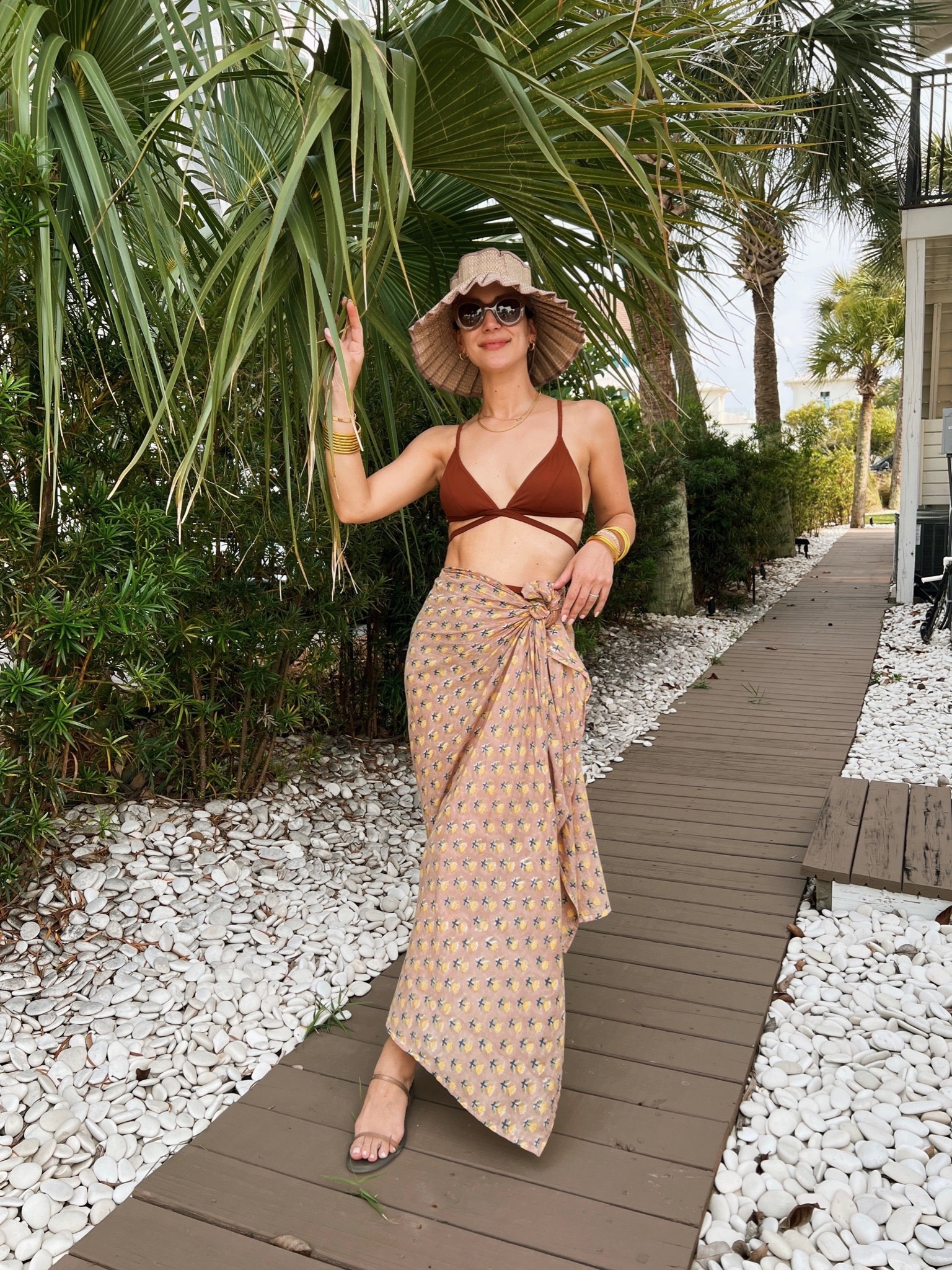 Brown swimsuit - love the high waisted bottoms for this bikini. I sized up one size - #beach #swim #sarong #lornamurray #beachhat #beachoutfit #vacation 

#LTKtravel #LTKswim #LTKstyletip