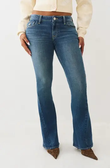 True Religion Joey Low Rise Flare Jeans in Medium Mistletoe Wash at Nordstrom Rack, Size 32 | Nordstrom Rack