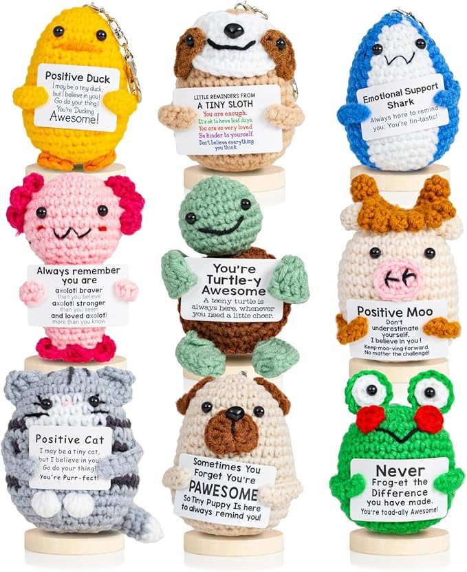 9pcs Positive Crochet Animals – Emotional Support Crochet Stuffed Animals with Positive Message... | Amazon (US)