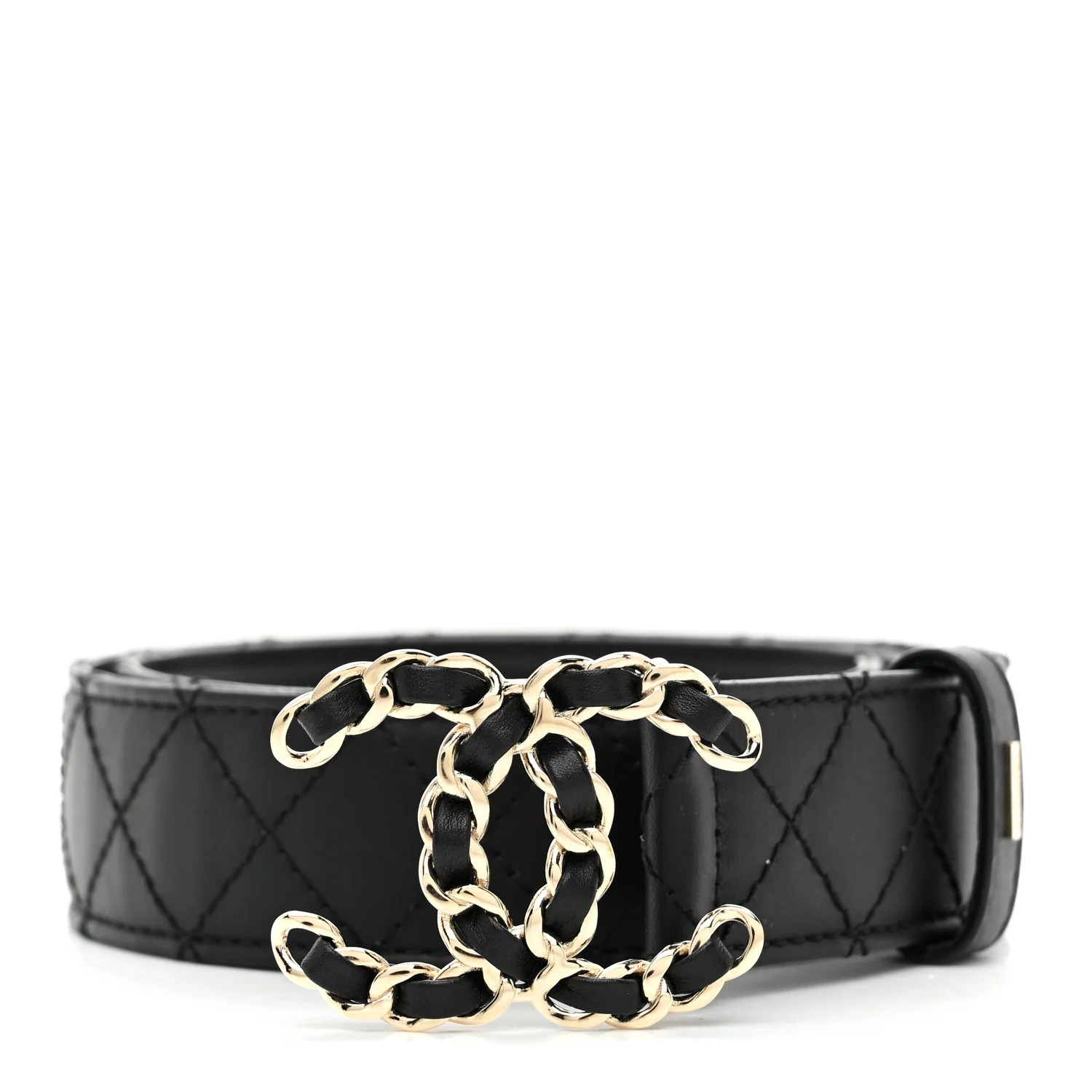 Lambskin Quilted CC Chain Belt 70 28 Black | FASHIONPHILE (US)