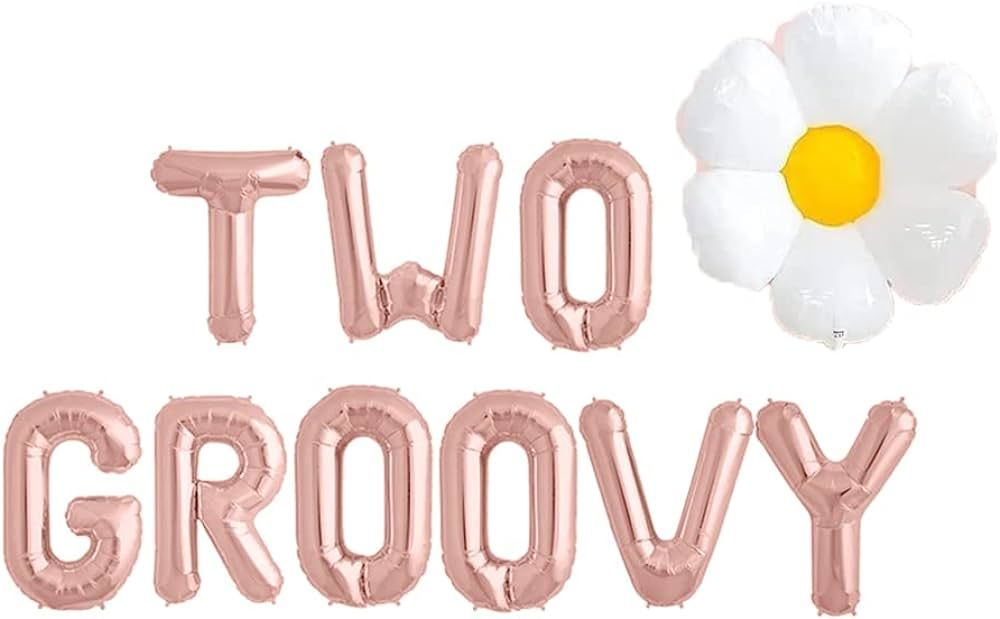 Geloar Two Groovy Birthday Decorations, Two Groovy Balloons Banner for Daisy Retro Hippie Boho Ra... | Amazon (US)