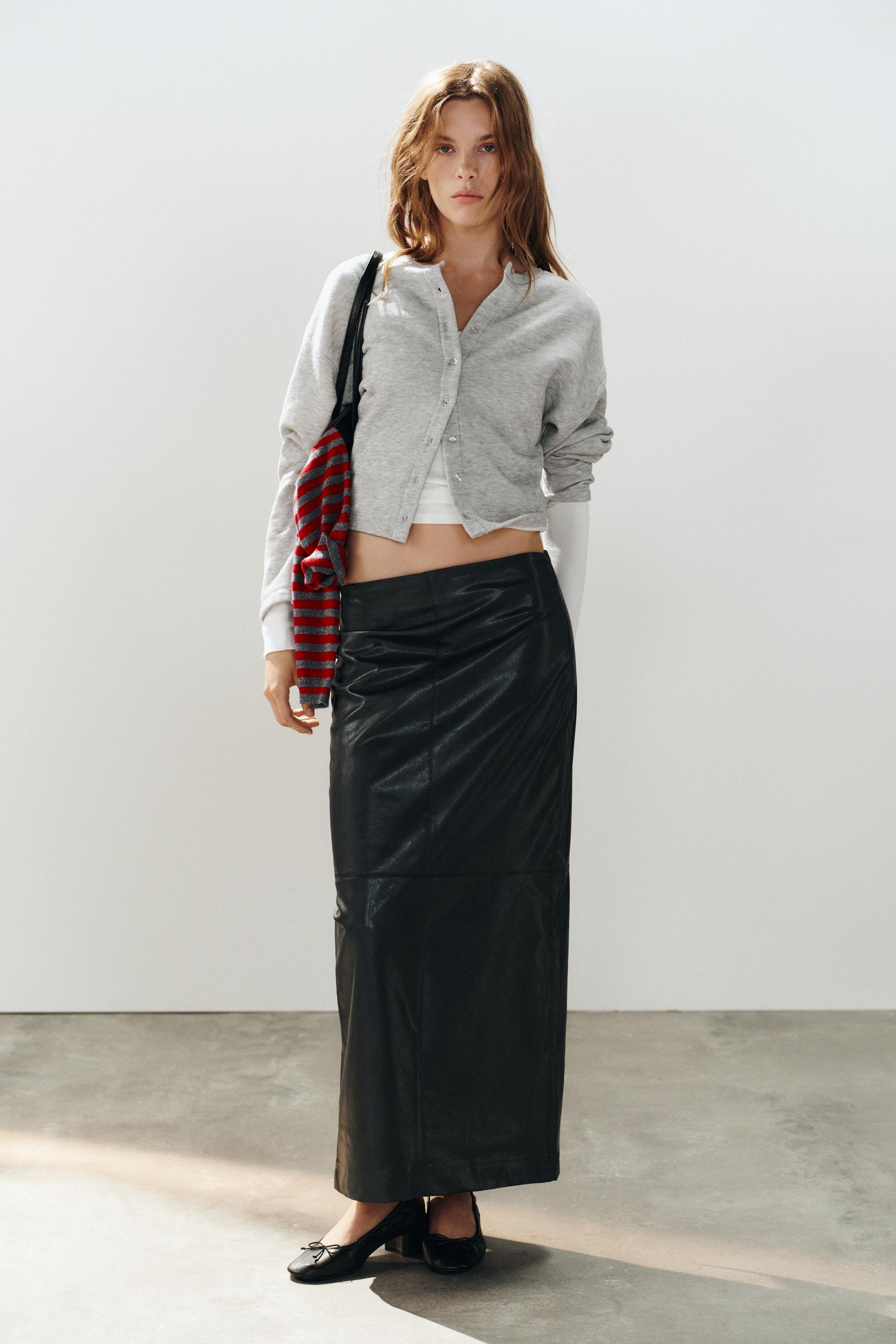 Zara - Faux Leather Maxi Skirt - Black - Xxl - Woman | Zara US