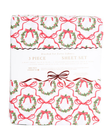 Polyanna Holiday Bows And Wreaths Sheet Set | TJ Maxx