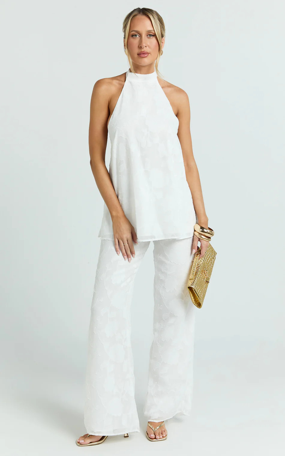 Halter Backless Top And Pants in White | Showpo (US, UK & Europe)