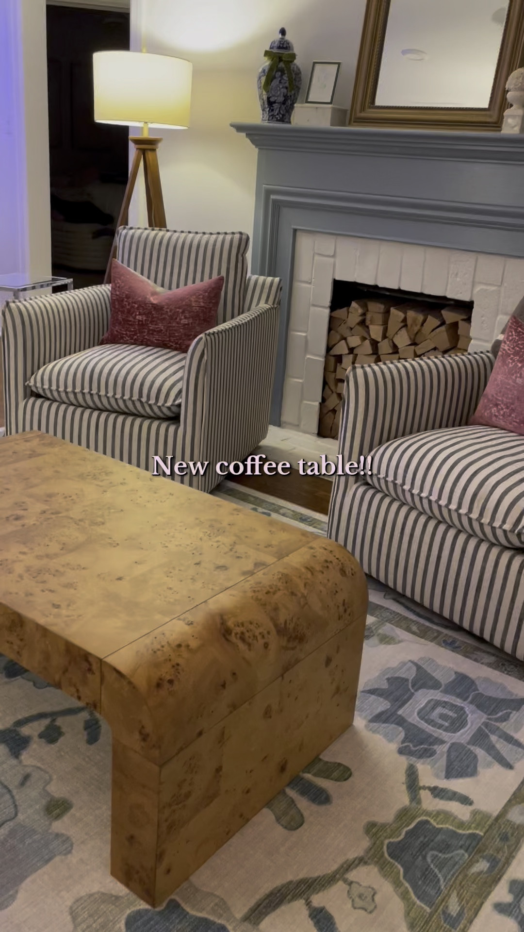 New Burl wood coffee table! We love it!