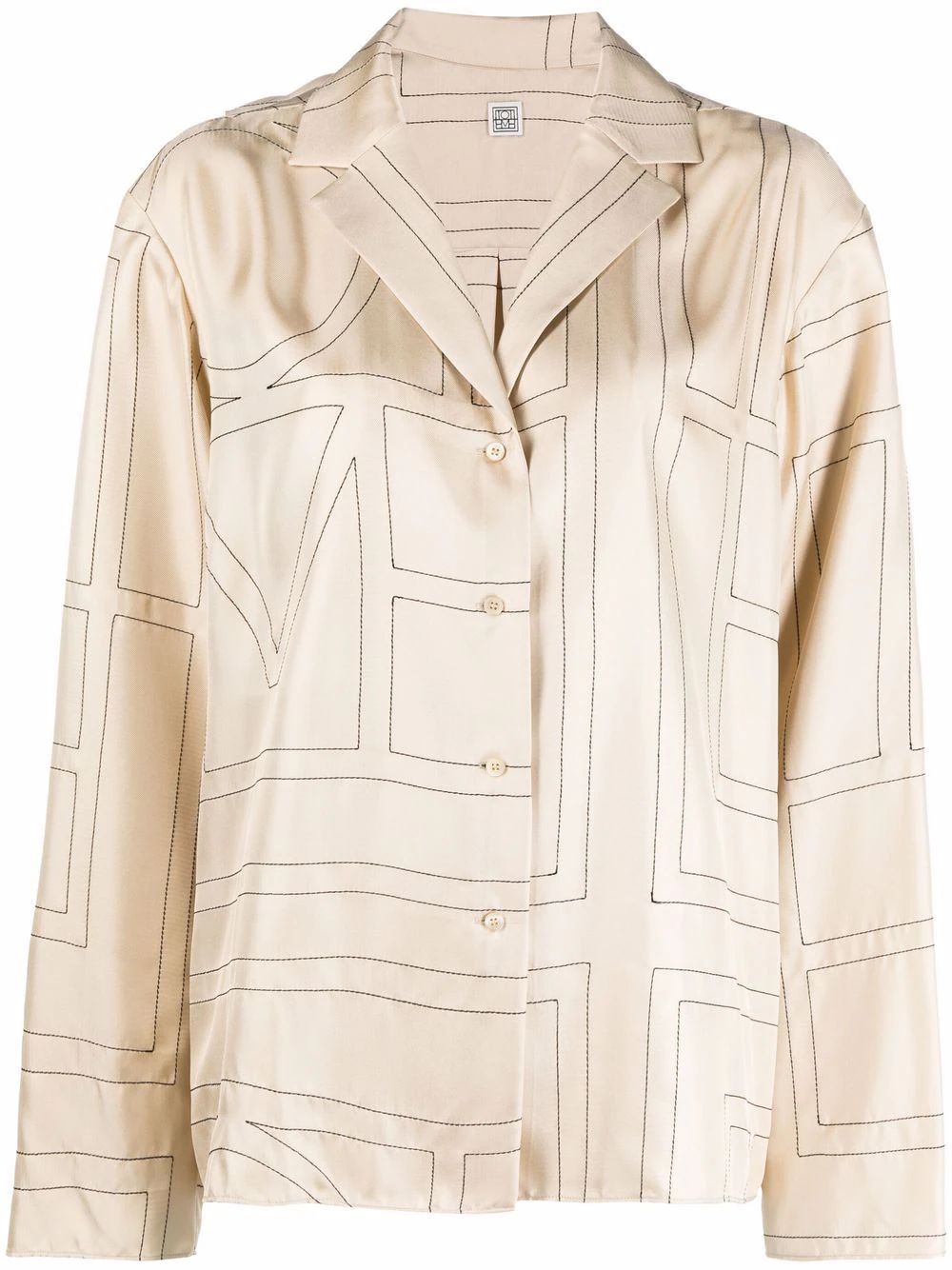 TOTEME Monogram Silk Pyjama Shirt - Farfetch | Farfetch Global