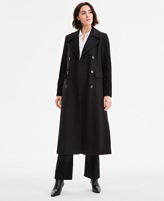 Anne Klein Women's Double-Breasted Maxi Coat - Macy's | Macy's