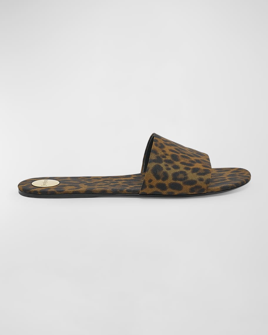 Carlyle Leopard Flat Slide Sandals | Neiman Marcus