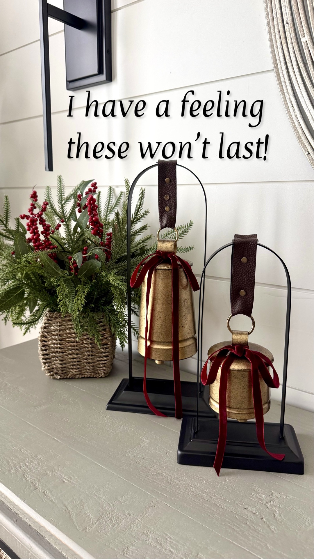 These are the most beautiful arched iron + vintage gold bells for the holidays and I couldn’t resist adding burgundy velvet bows. 

They have that beautiful classic Christmas look and I have a feeling these are going to sell out FAST.

#LTKSeasonal #LTKHome #LTKSaleAlert