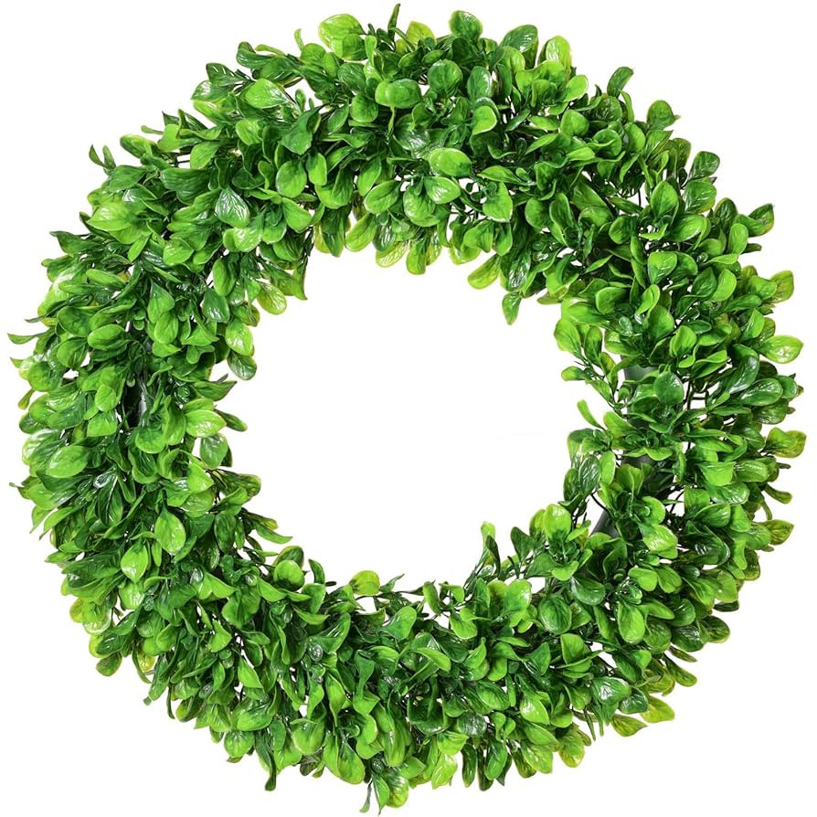 Lvydec Artificial Green Leaves Wreath - 20" Large Boxwood Wreath for Front Door Wall Window Farmh... | Amazon (US)
