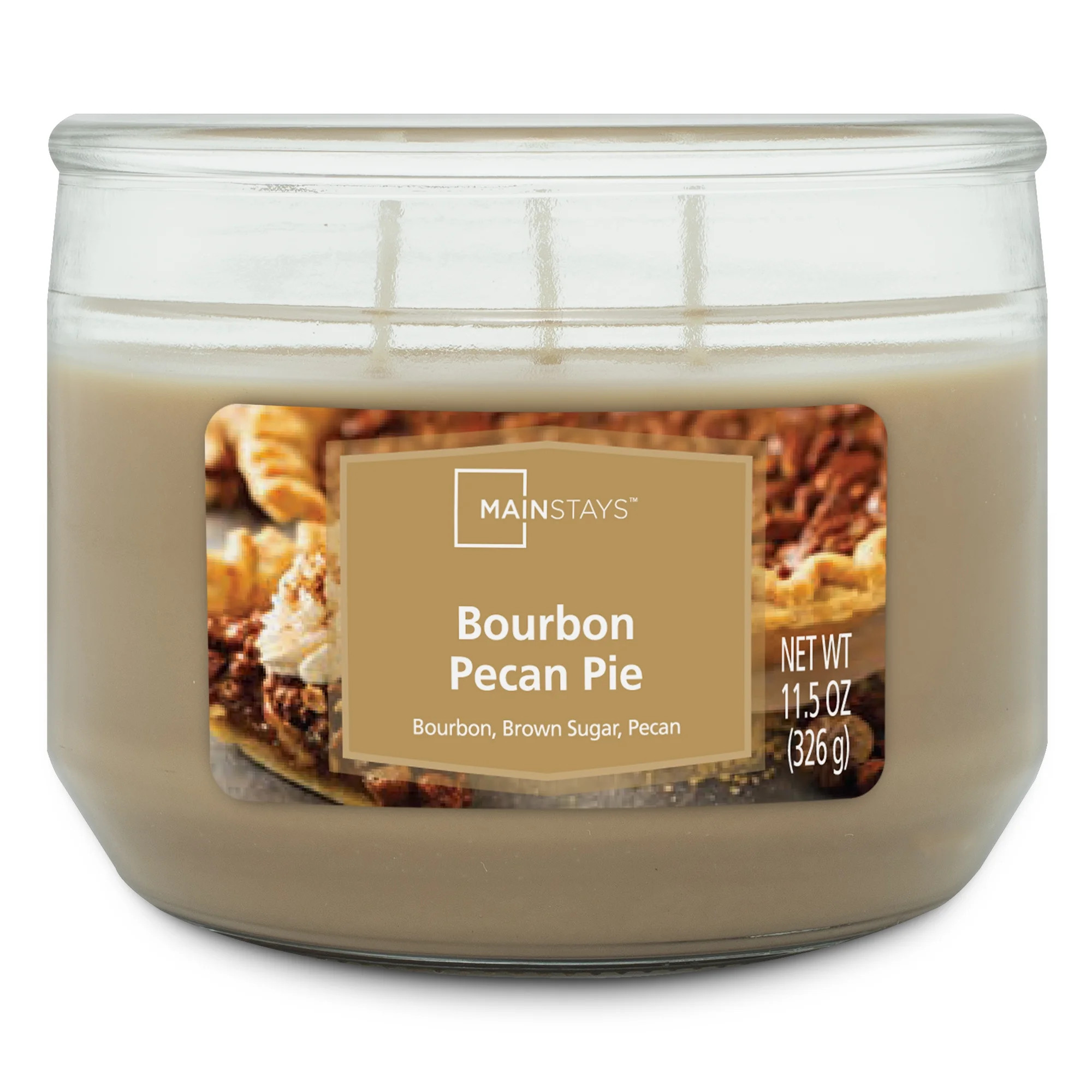 Mainstays Bourbon Pecan Pie Scented 3 Wick Candle, 11.5 oz. | Walmart (US)