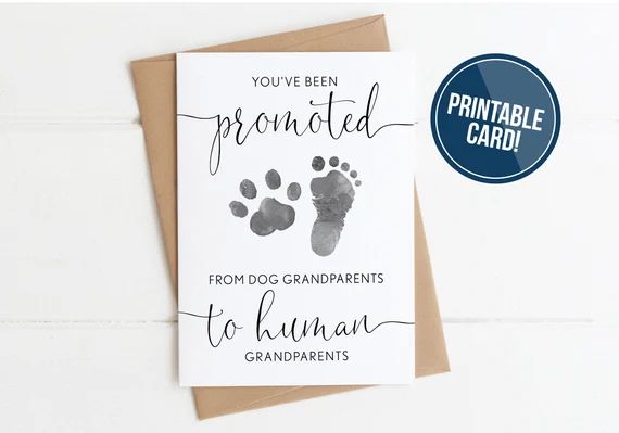 PRINTABLE Dog Grandparents Pregnancy Announcement, Card to Parents, You've been promoted from Dog... | Etsy (US)