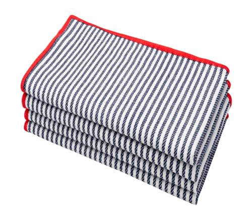 Navy Striped Napkins Set of 4, 100% Cotton, Farmhouse Dinner Bistro Cloth Striped Napkin Absorbent Cotton Blend Washable and Reusable for Dinner, Restaurant, Lunch, Wedding and Hotel 18x18” | Amazon (US)