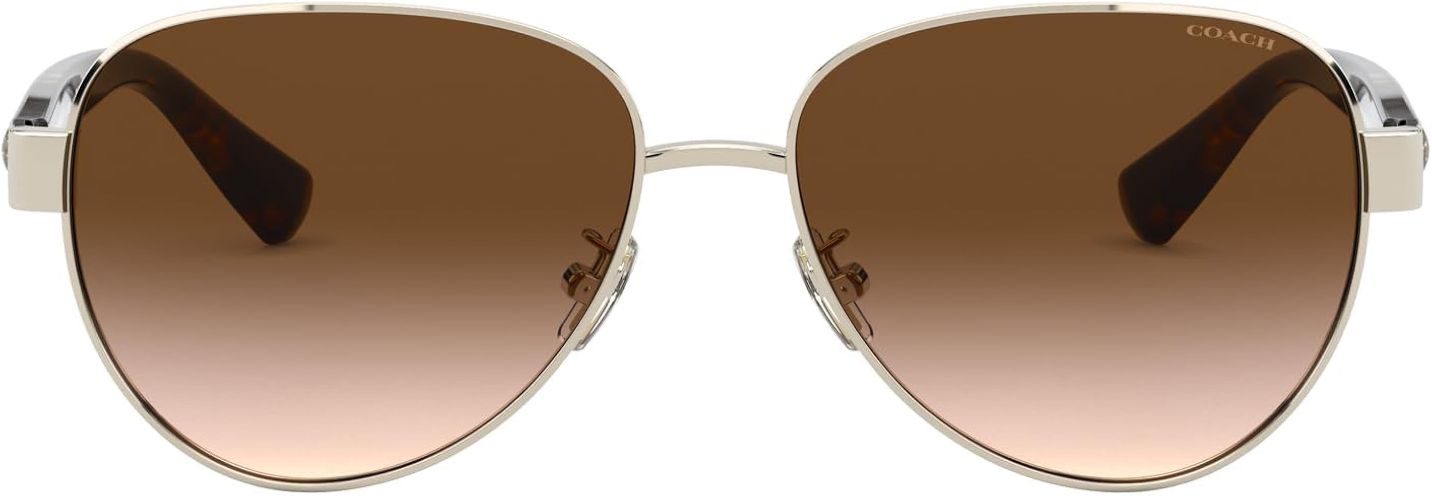 Coach HC7111 Sunglasses, Light Gold/Brown Gradient, 57 mm | Amazon (US)