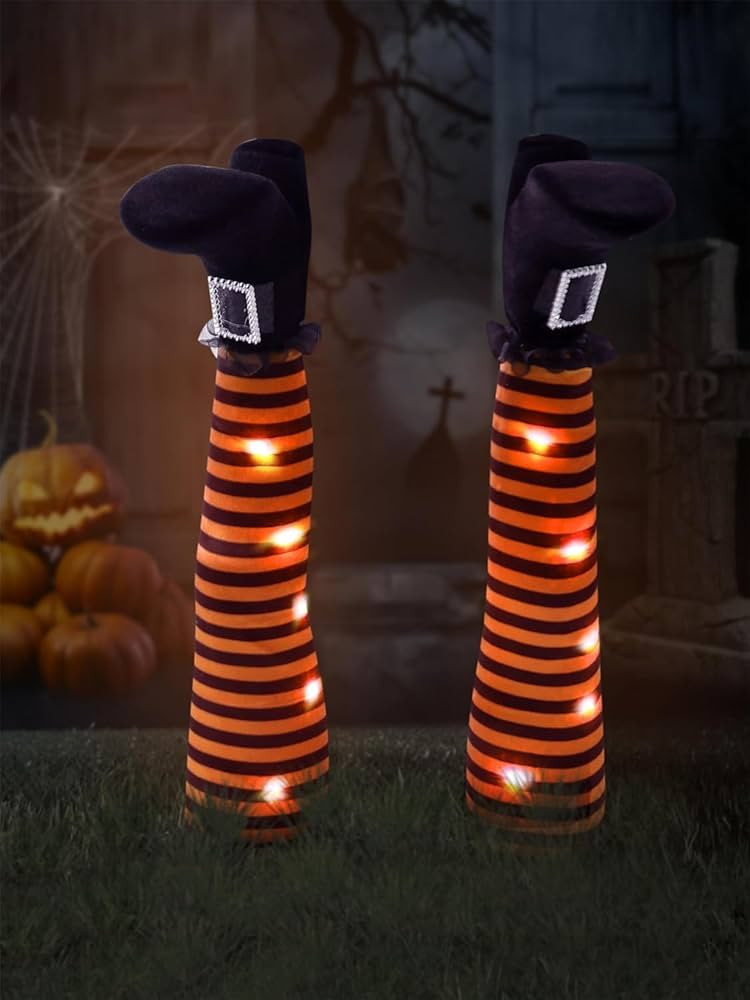 Halloween Witches Legs Decor Leg Yard Stakes Stake Wreaths Feet Door Crashing Garden Party Porch ... | Amazon (US)