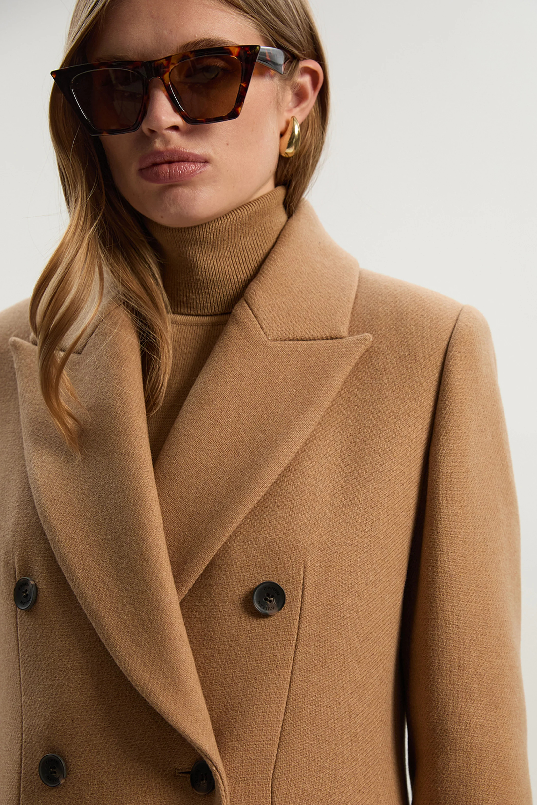 Wool Double Breasted Tailored Midi Coat | Karen Millen UK + IE + DE + NL