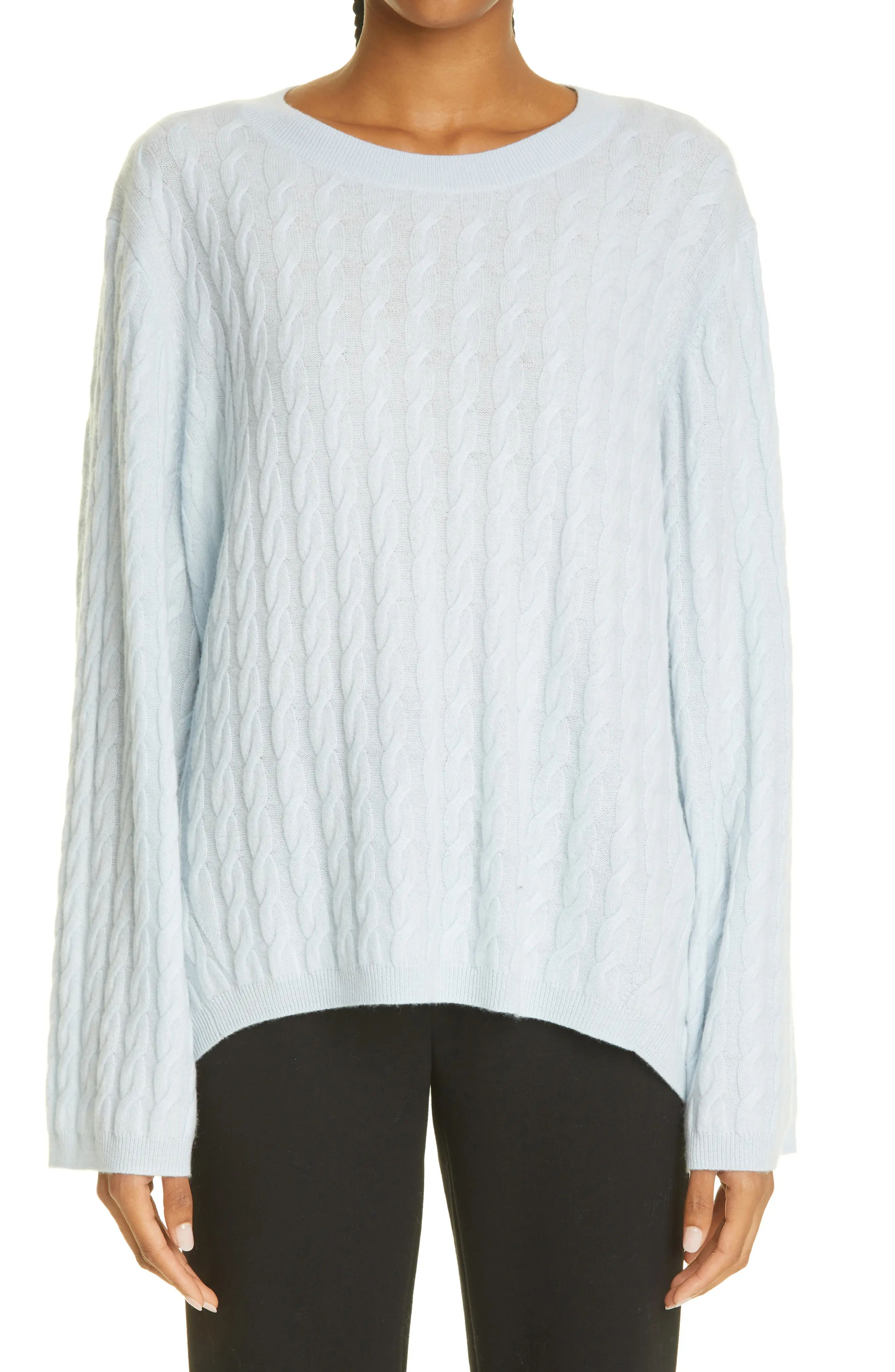 Toteme Women's Cable Stitch Cashmere Sweater in Banker Blue at Nordstrom, Size X-Small | Nordstrom