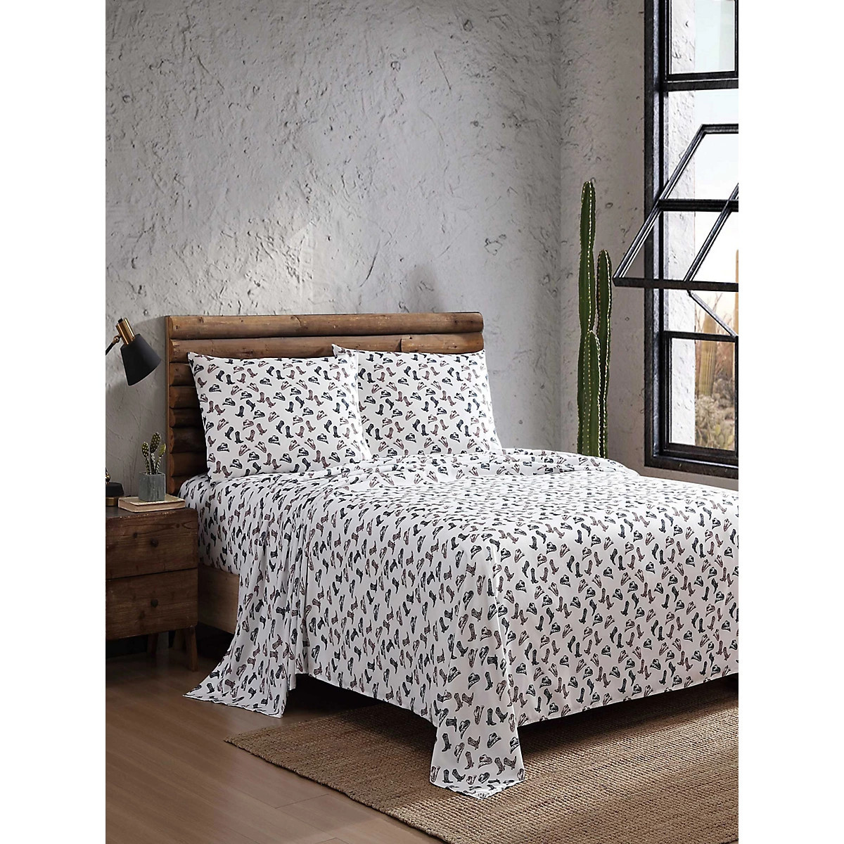 Wrangler Patterned King Sheet Set in Boots Black | Wrangler