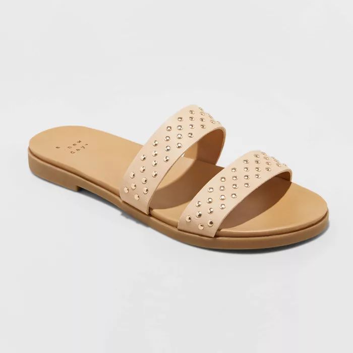 Women's Winnie Two Band Studded Slide Sandals - A New Day™ | Target