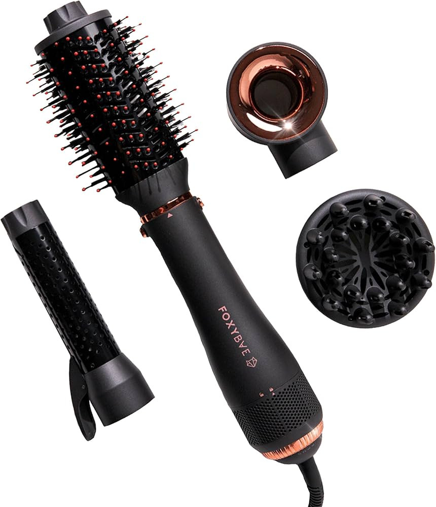 Foxybae Rose Gold Super Styler - 4 in 1 Blow Dryer Brush Set - Includes Diffuser, Blowout Brush, ... | Amazon (US)