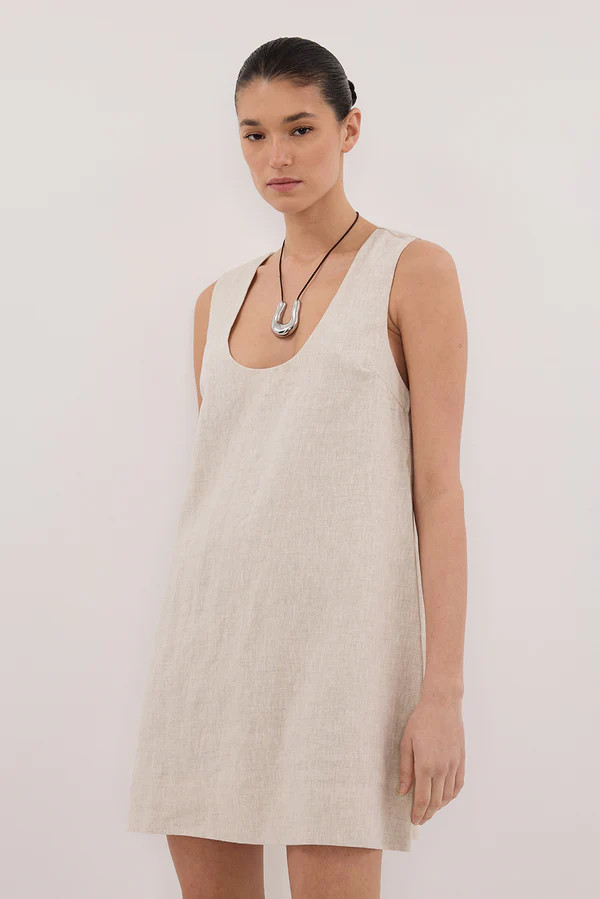 LOTUS NATURAL LINEN MINI DRESS | DISSH