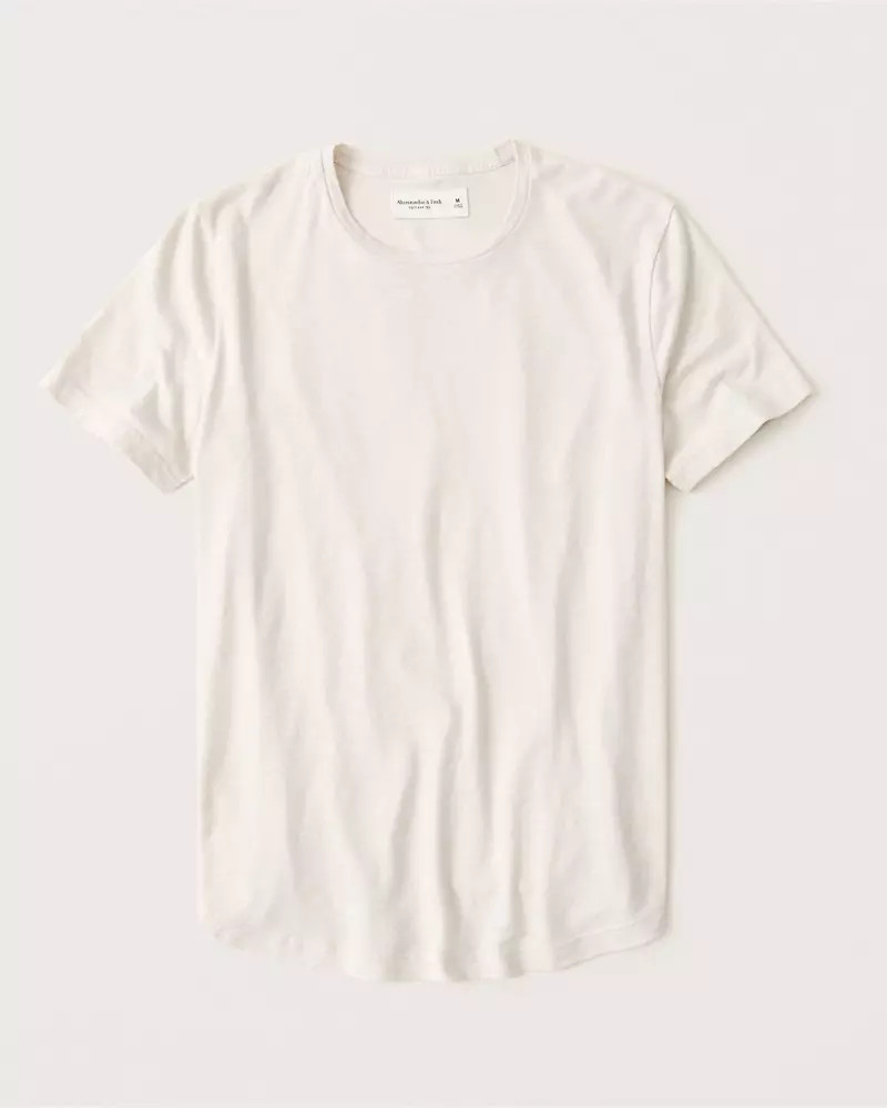Short-Sleeve Slub Curved Hem Tee | Abercrombie & Fitch US & UK