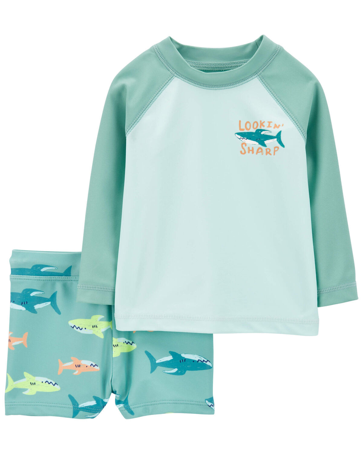 Green Baby 2-Piece Shark Rashguard Swim Set | carters.com | Carter's