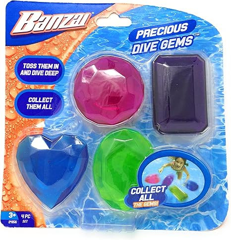 BANZAI Precious Dive Gems 4 Pack, Diving Toy for Water, Pool Diving Toy | Amazon (US)