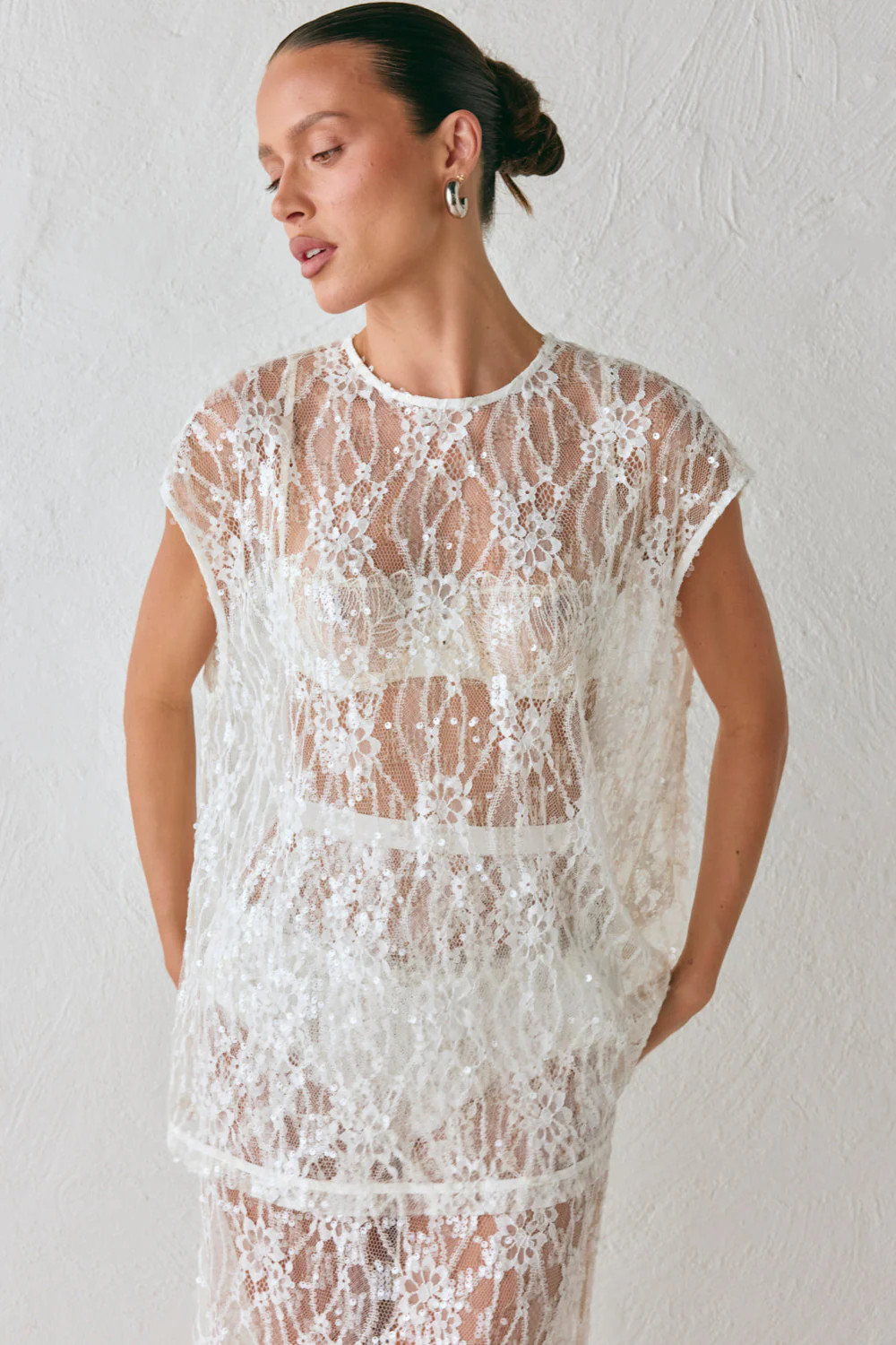 Devyn Sequin Top White | VRG Grl