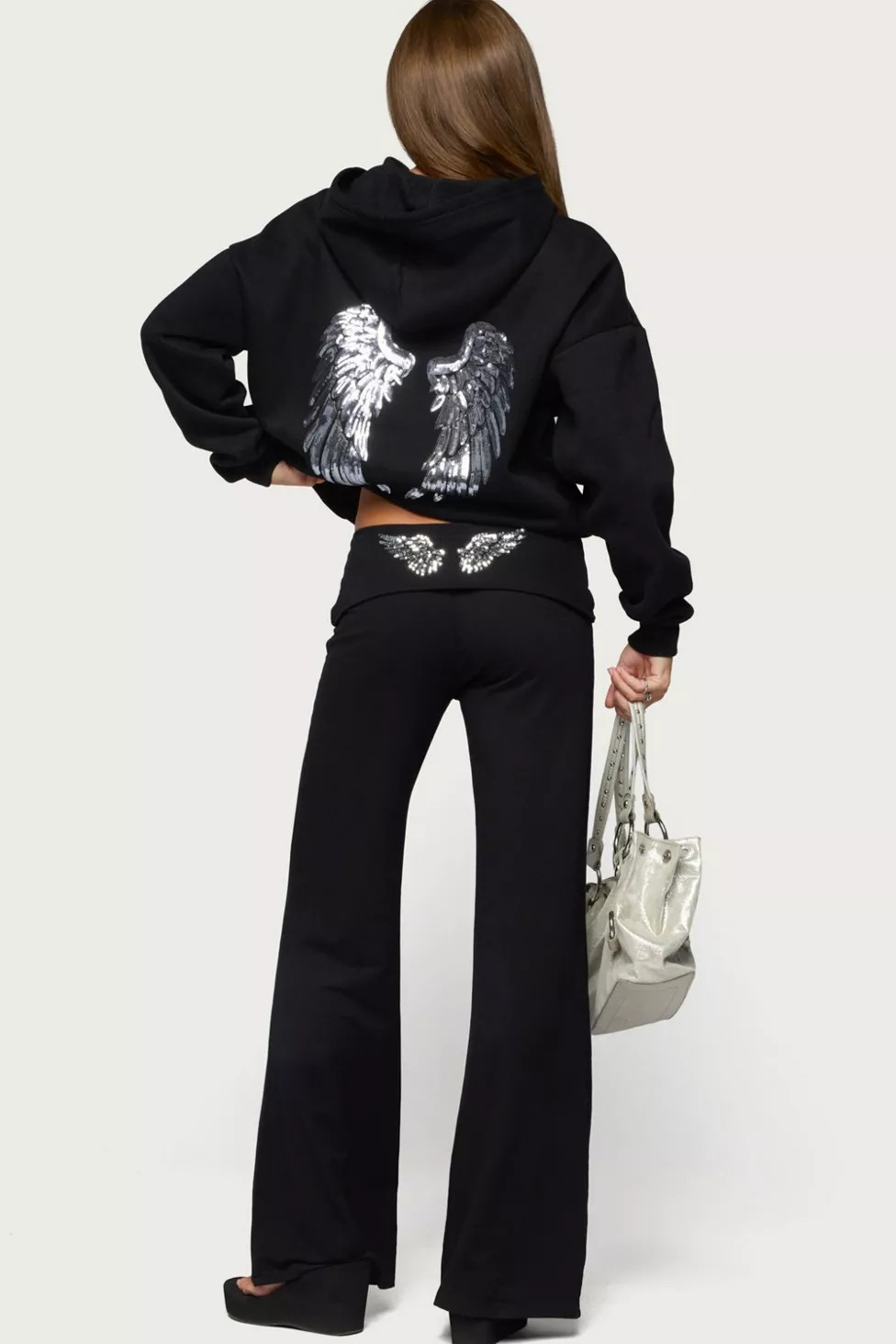 Edikted Angel Energy Sequin Foldover Pants | Urban Outfitters (US and RoW)