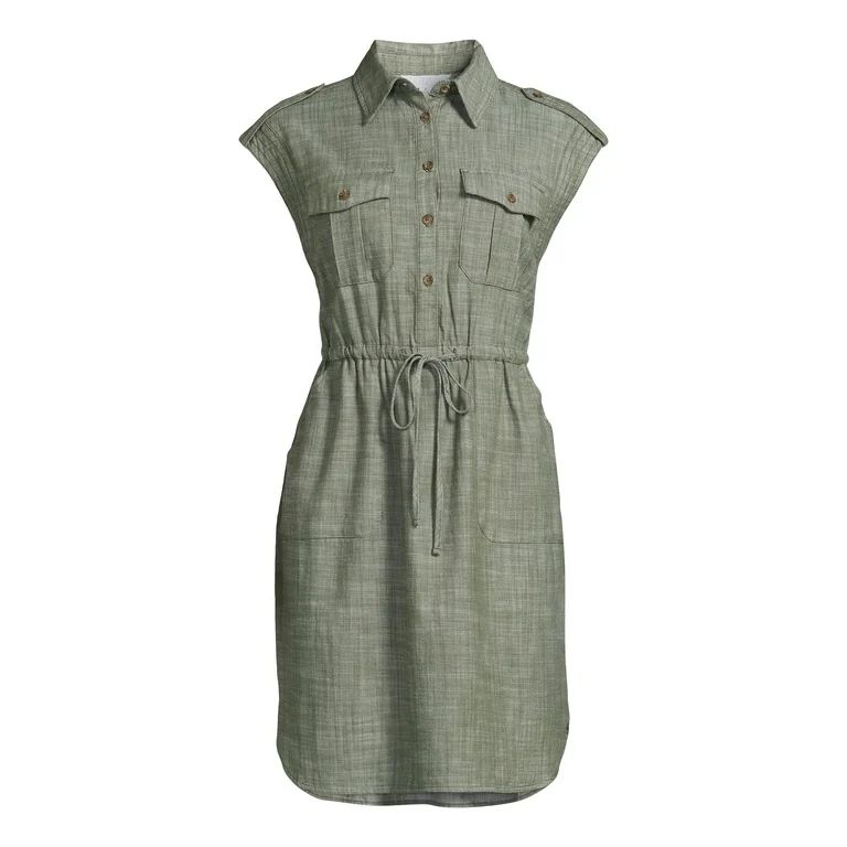 Time and Tru Women's and Women's Plus Short Sleeve Utility Shirt Dress, Sizes XS-4X | Walmart (US)