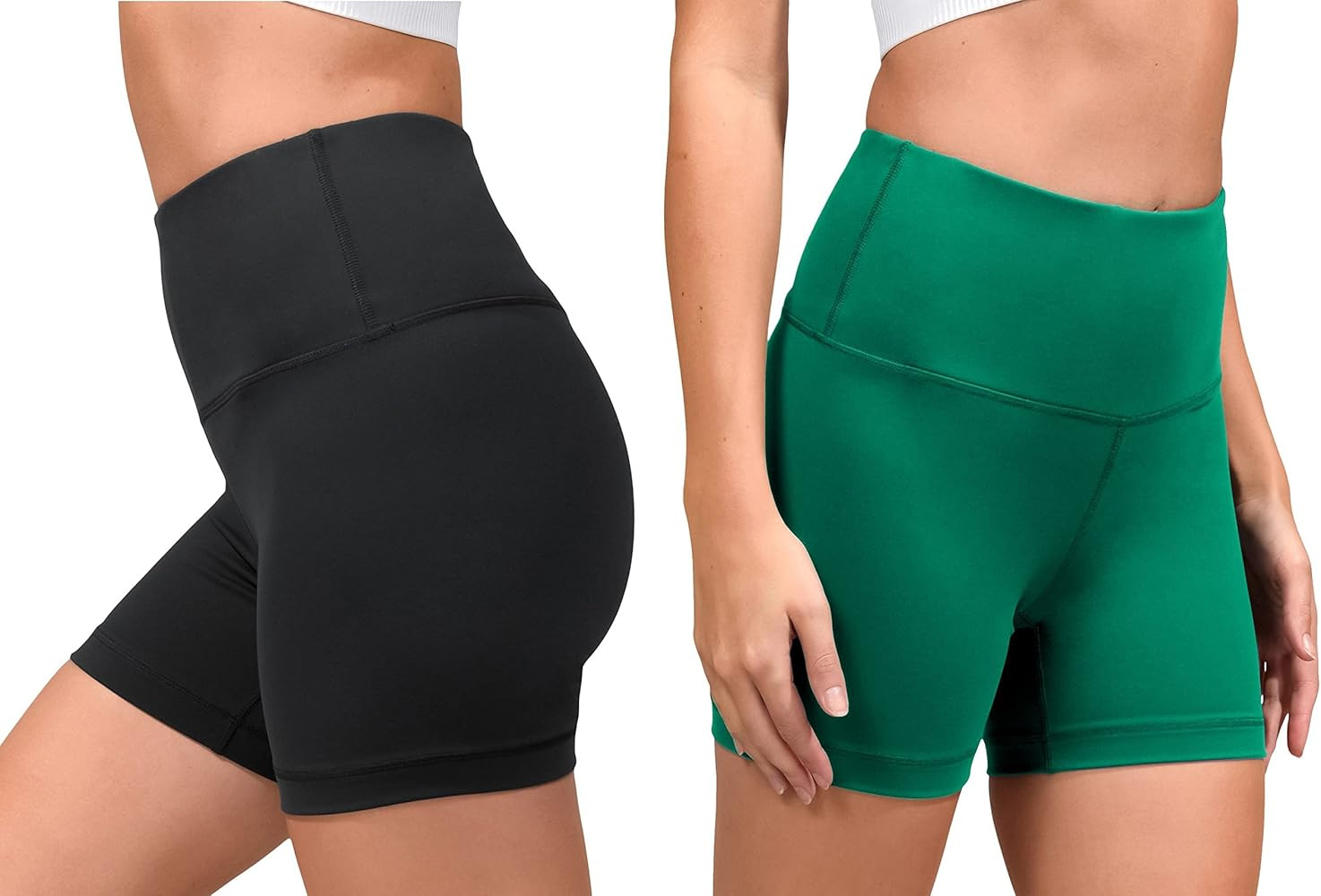 90 Degree By Reflex High Waist Power Flex Yoga Shorts - Tummy Control Biker Shorts for Women 2 Pa... | Amazon (US)