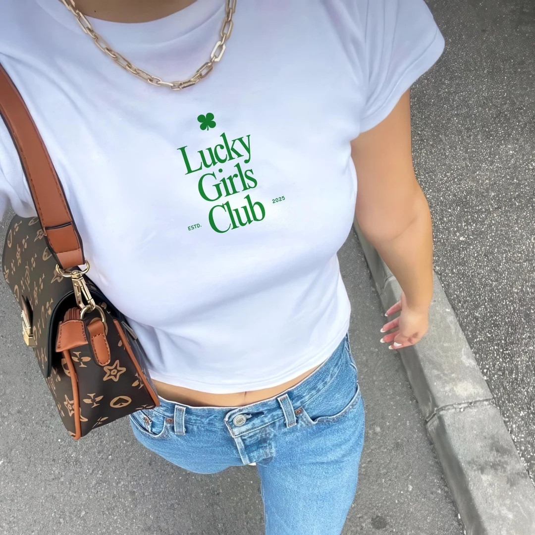 Lucky Girls Club St Patrick's Day Women's Baby Tee Cute Athletica Inspired Design St. Patty's Day... | Etsy (US)