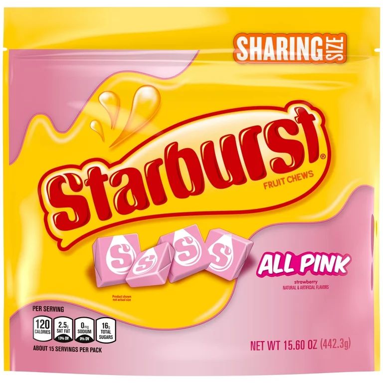 Starburst All Pink Fruit Chews Chewy Candy, Sharing Size - 15.6 oz Bag | Walmart (US)