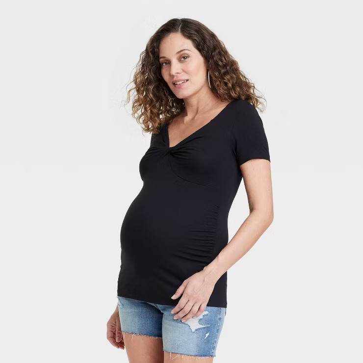 Short Sleeve Twist-Front Maternity Top - Isabel Maternity by Ingrid & Isabel™ | Target