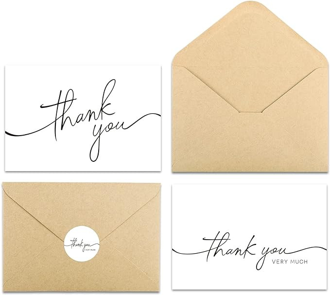 30 Pack Thank You Cards with Envelopes, 4" x 6" Professional Looking | Suitable for Business, Bab... | Amazon (US)