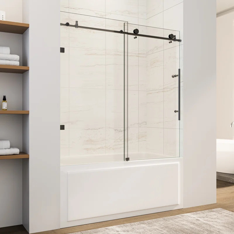 60'' W x 62'' H Single Sliding Frameless Tub Door with Clear Glass | Wayfair North America