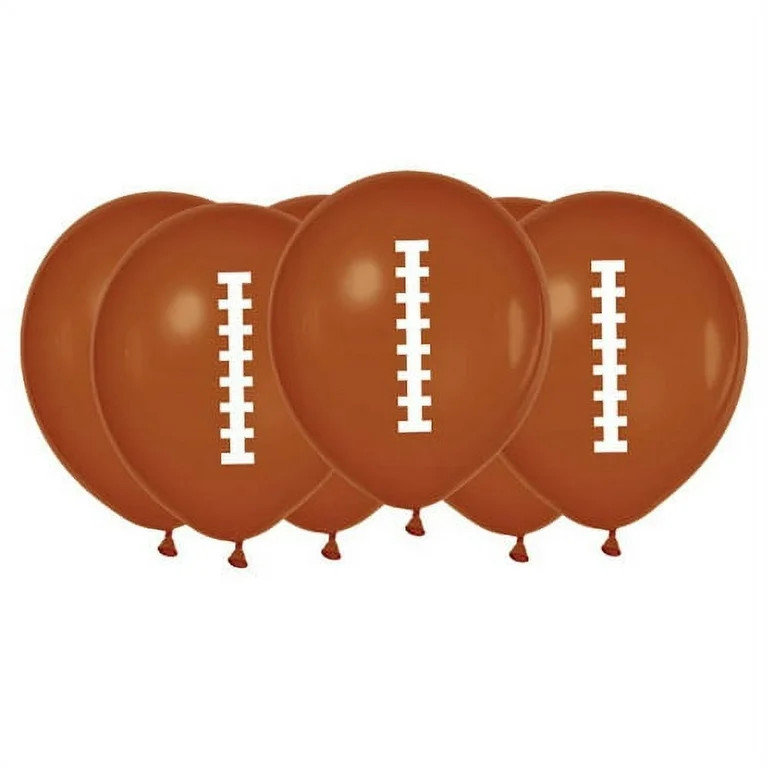 amscan Football Design Party Supply Round Latex Balloons, 6 CT, 12", Brown White | Walmart (US)
