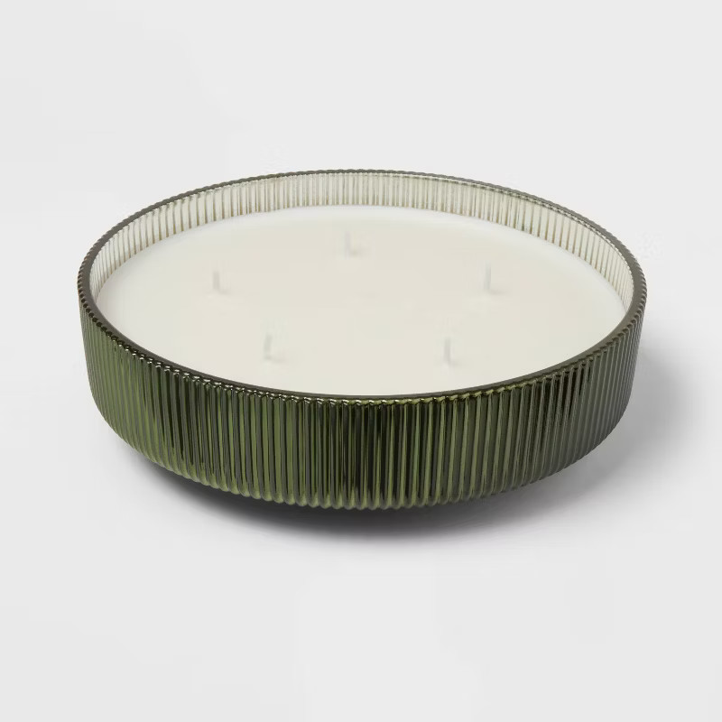 28oz X-Large Clear Color Spray with Gold Rim Holiday Balsam Candle Green - Threshold™ | Target