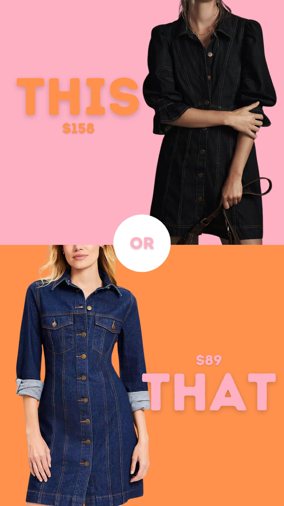 This or That Anthropologie denim dress … 

#LTKFindsUnder100 #LTKStyleTip #LTKWorkwear