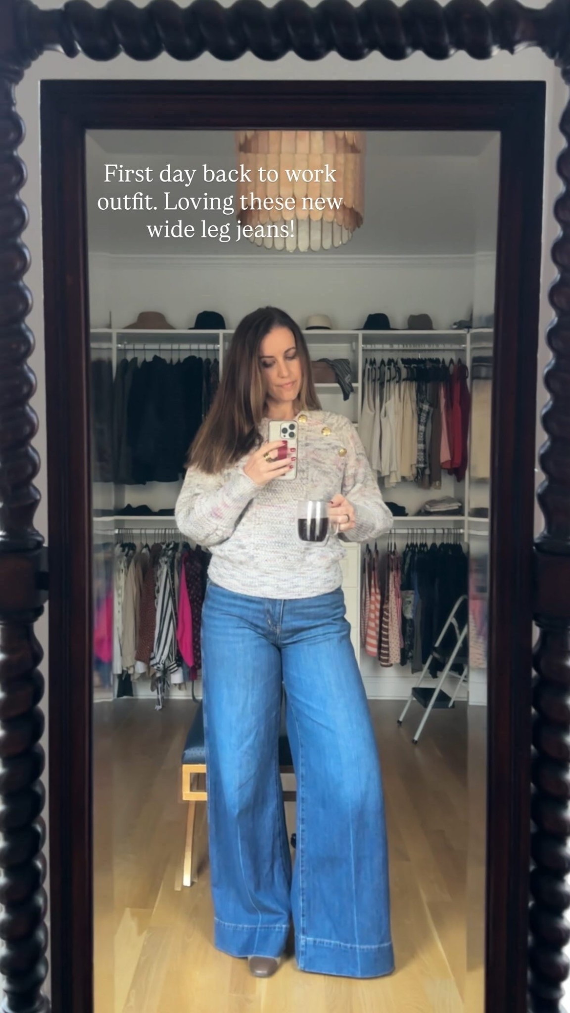 First day back to work outfit. Loving these new wide leg jeans! My sweater is by Veronica beard and is sold out but linking some similar ones for ya! 

#LTKSaleAlert #LTKOver40 #LTKootd