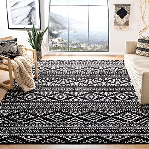 SAFAVIEH Tulum Collection 3' x 5' Black/Ivory TUL272Z Moroccan Boho Tribal Non-Shedding Living Room  | Amazon (US)