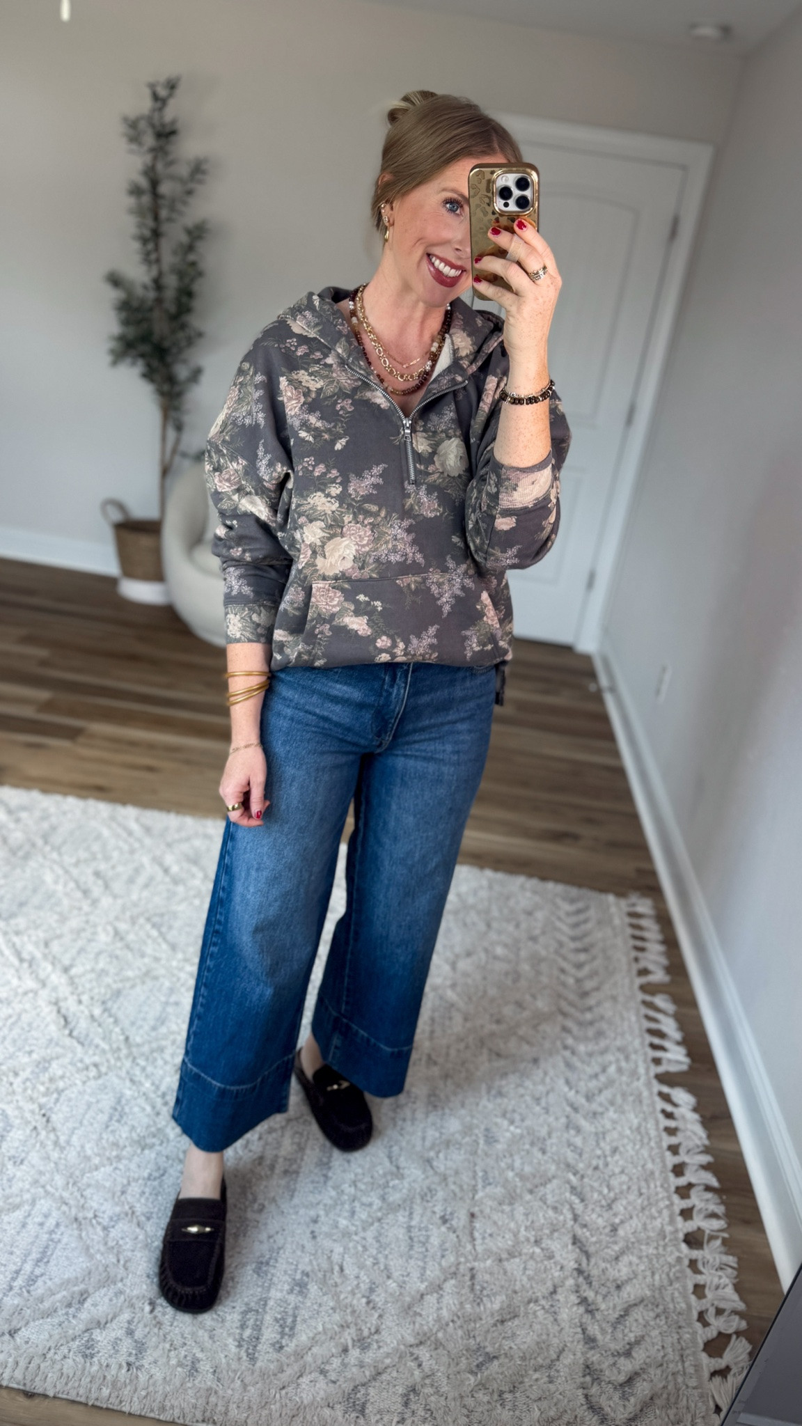 Daily try on, Walmart outfit, Walmart style, Walmart try on, floral hoodie