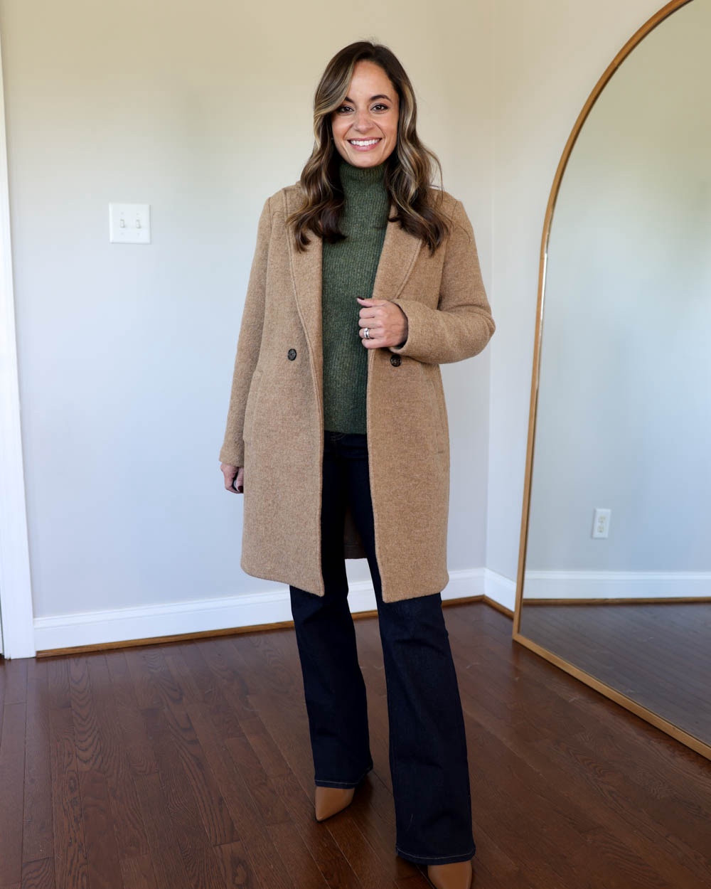 Three petite friendly topcoats!

Outfit 1:
Camel coat (J.Crew): petite 00 - tts, mine is from last season so the color is slightly different and my coat has one button the new coat has two
Green sweater (Abercrombie): xxs
Bootcut Jeans (J.Crew): petite 24
Boots: tts

Outfit 2:
White sweater (quince): xs
Green coat (j.crew): petite 00
White t-shirt (gap): xxs
Leggings (quince): xs, 24” inseam
Boots: tts

Outfit 3:
Cream Timeless Top Coat (Banana Republic Factory): petite xxs Cream sweater (quince): xs
Bootcut jeans (j.crew): petite 24
Boots: tts
Unable to link bag, it’s from Polene

My measurements for reference: 4’10” 105lbs bust, waist, hips 32”, 24”, 35” size 5 shoe. 25” inseam measurement to my ankle bone.

#LTKFindsUnder100 #LTKStyleTip