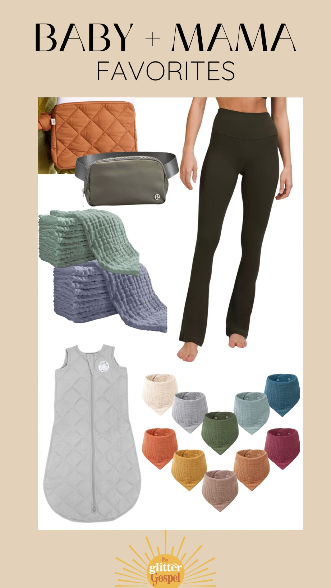 Baby + Mama Faves that will make mom life easier! 

Mini flares that you can dress up or down! I’m in a size 10! 

Muslin burp cloths and bibs! For the teething days and bottle feeds. 

A mini mom bag! I love this diaper clutch (sold out from beis but linked an alternative!) and my belt bag! Hands free is true way to go! 

The dreamland swaddle sleep sack has saved our sleeping journey! Truly a lifesaver! 

#LTKFind #LTKbaby