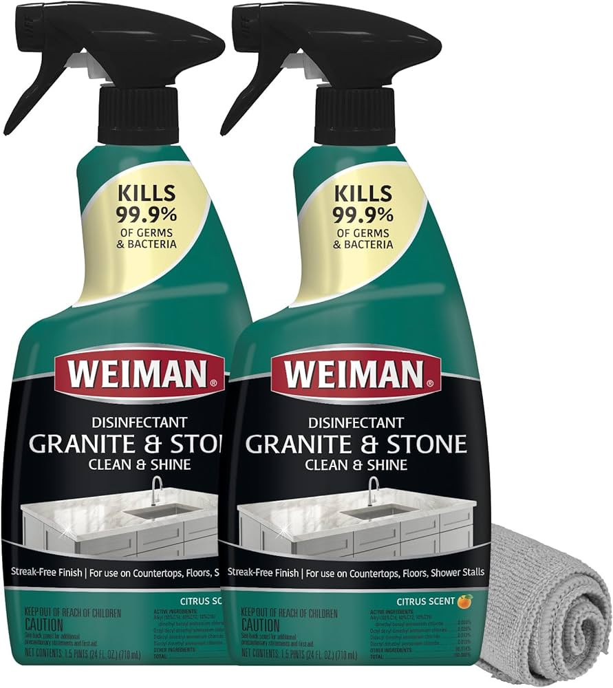 Weiman Disinfectant Granite Daily Clean & Shine (2 Pack with Polishing Cloth) Safely Clean Disinf... | Amazon (US)